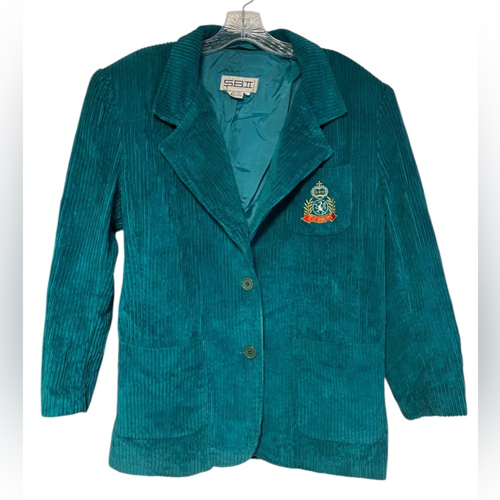 SB II By Bormann’s Vintage Reworked Corduroy Blazer/Jacket Aqua SzL Pockets
